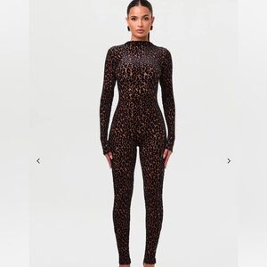 Naked Wardrobe BURNOUT LEOPARD PRINT JUMPSUIT